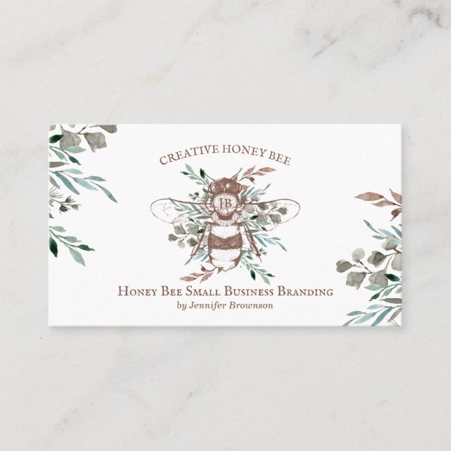 Carte De Visite Rucher Abeille Créative Floral Rustique (Devant)