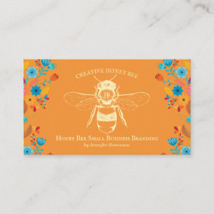 Carte De Visite Rucher de abeilles à miel de style rustique orange