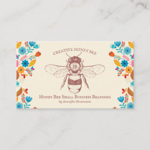 Carte De Visite Rucher de ruches à miel Fleurs dessinées à la main