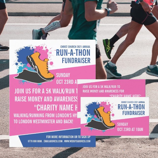 Carte De Visite Running Shoe, Charity Run-Walk-a-Thon Event (Créateur téléchargé)