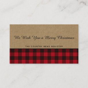 Carte De Visite Russe Buffalo Plaid Joyeux Kraft de Noël
