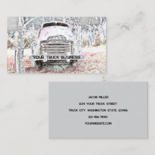Carte De Visite Russe Camion Vintage blanc gris rétro détendu