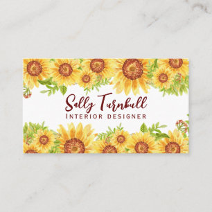 Carte De Visite Russe Floral Yellow Sunflower Code QR