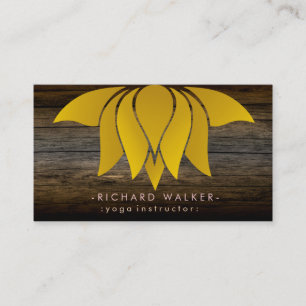 Carte De Visite Russe Lotus Fleur Yoga méditation or Rétro