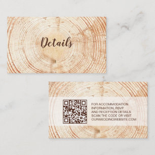 Carte De Visite Russe Mariage Wood Grain Détails QR code personnal