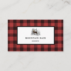 Carte De Visite Russe Montagne Rouge Noir Plaid Check Moose 2