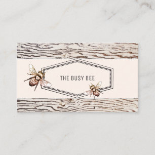 Carte De Visite Rustic Busy Bee Patiné Wood Retail