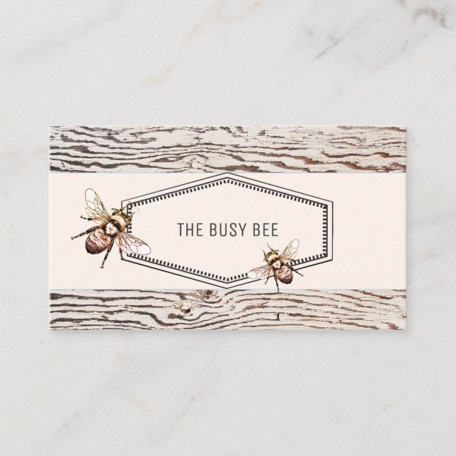 Carte De Visite Rustic Busy Bee Patiné Wood Retail (Devant)