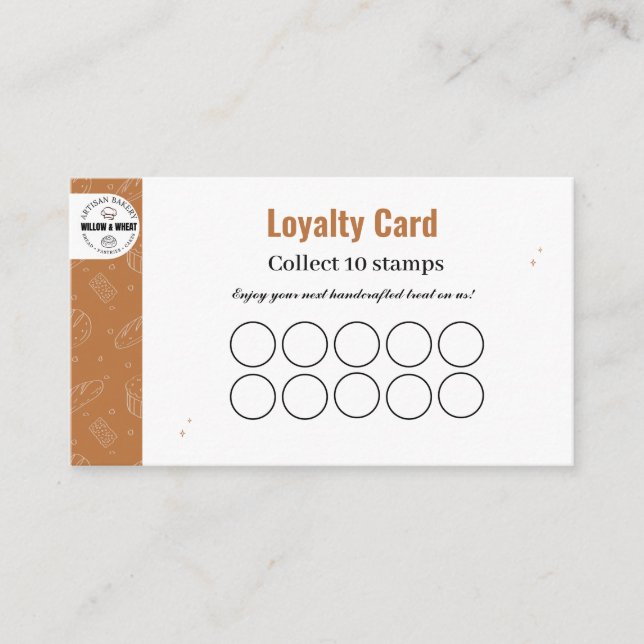 Carte De Visite Rustic Caramel Bakery Loyalty Stamp Card (Devant)