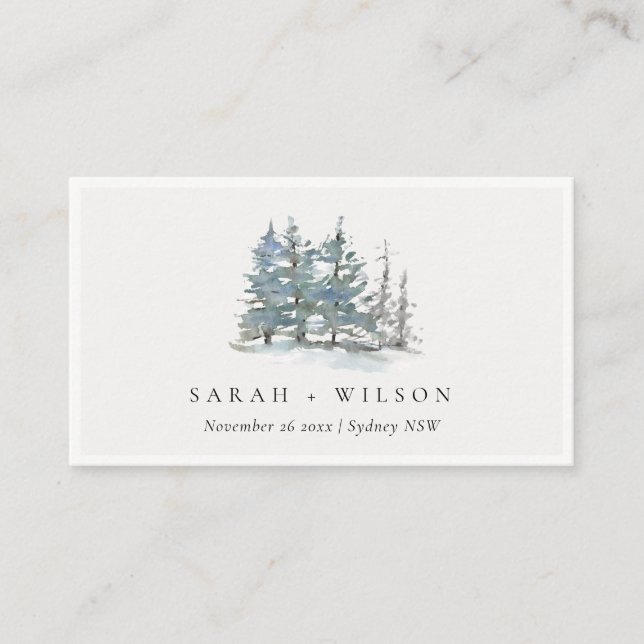 Carte De Visite Rustic Dusky Green Pine Woods Mariage Website (Devant)
