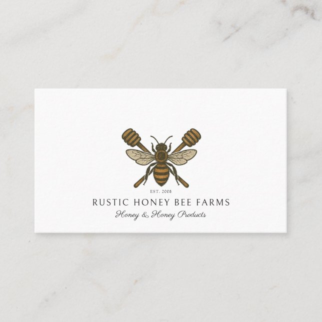 Carte De Visite Rustic Honey Bee Beekeeper Apiary (Devant)