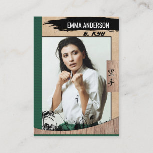 Carte De Visite Rustic Karate Green Belt Wood Trading Card