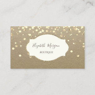 Carte De Visite Rustic Kraft, Cadre Or Confettis