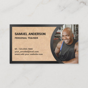 Carte De Visite Rustic Kraft Fitness Photo d'un formateur personne