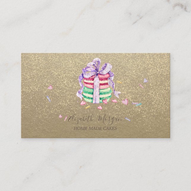 Carte De Visite Rustic Kraft, Macarons Gâteaux Faits Main (Devant)