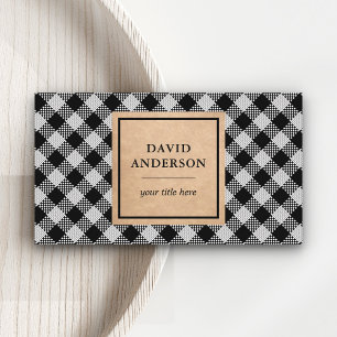 Carte De Visite Rustic Kraft Plaid Bûcheron Noir Buffalo