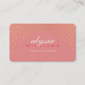 Carte De Visite RUSTIC MINI CONFETTI mignon feuille d'or corail él