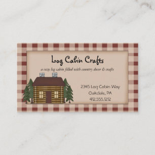 Carte De Visite Rustic Primitive Country Homespun Log Cabine