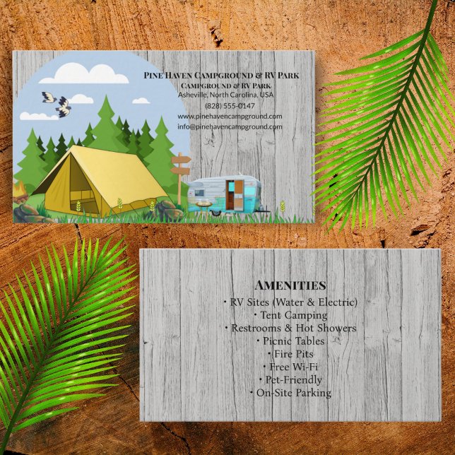 Carte De Visite Rustic RV Park Campground Outdoor Design (Créateur téléchargé)