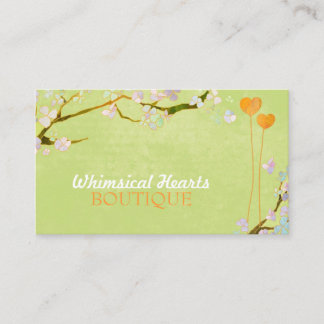 Carte De Visite Rustic Spring Green Deux Coeurs