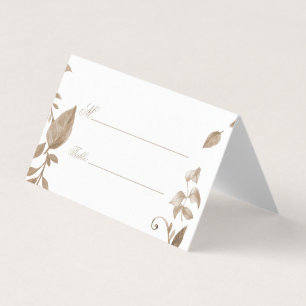 Carte De Visite Rustique Aquarelle or Bourgogne Mariage floral