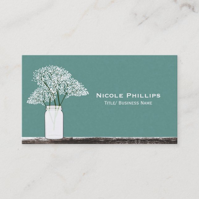 Carte de visite rustique Baby's Breath Mason Jar (Devant)