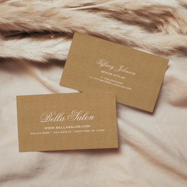 Carte De Visite Rustique Chic Faux Burlap (Créateur téléchargé)