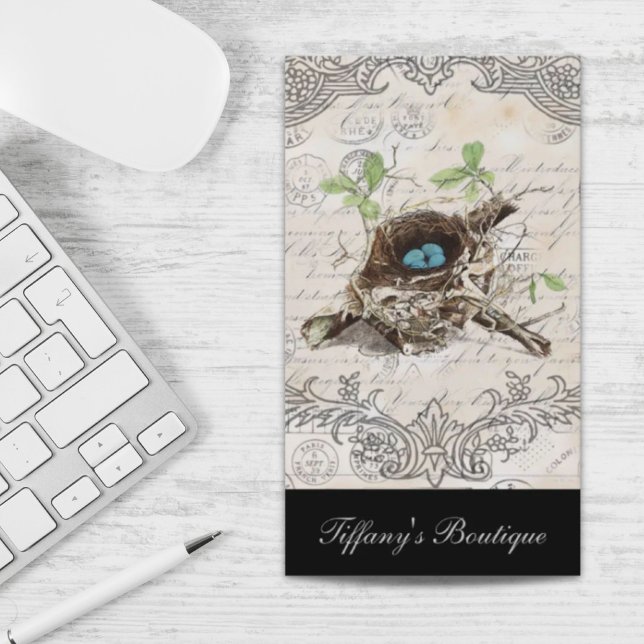 Carte De Visite rustique chic pays botanique nid (rustic chic french country botanical bird nest business card)