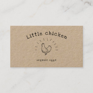 carte de visite rustique de doodle de poulet kraft