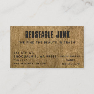 Carte de visite rustique de toile de jute