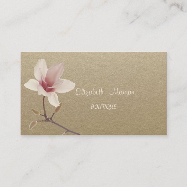 Carte De Visite Rustique Élégant, Kraft, Magnolia (Devant)