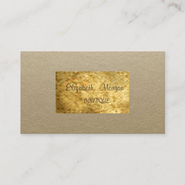 Carte De Visite Rustique Élégant, Kraft, Paillettes Dorées (Devant)