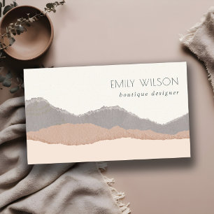 Carte De Visite Rustique élégant Pastel Blush Kraft Mountain Waves