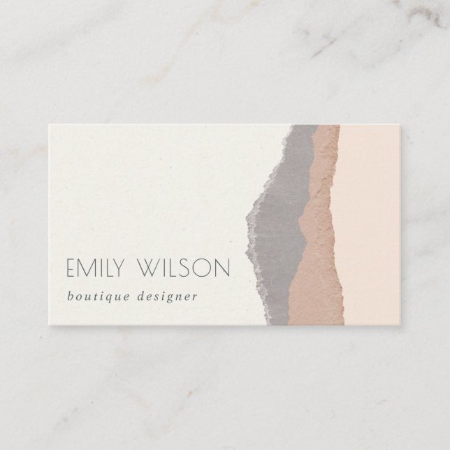 Carte De Visite Rustique élégant Pastel Blush Kraft Mountain Waves (Devant)