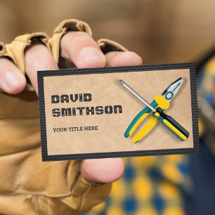 Carte De Visite Rustique Kraft Handyman Outils de réparation Elect