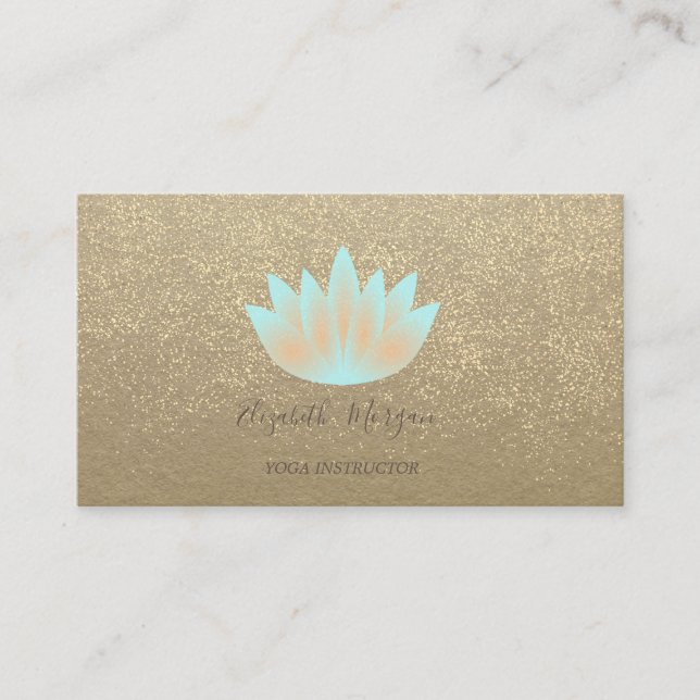 Carte De Visite Rustique Kraft, Lotus, Gold Confetti Yoga Instruct (Devant)