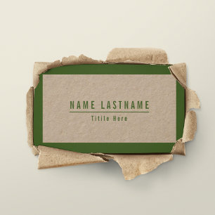 Carte De Visite Rustique Kraft Natural Green Simple Basic Frame