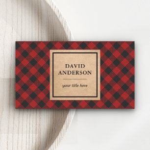 Carte De Visite Rustique Kraft Rouge Plaid de Bûcheron de Buffalo