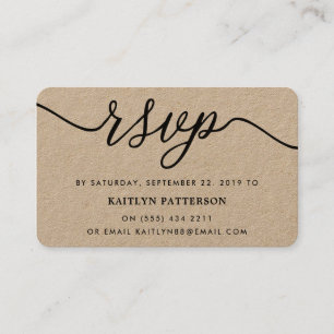 Carte De Visite Rustique Kraft Script simple RSVP