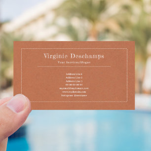 Carte de visite rustique minimaliste orange Kraft