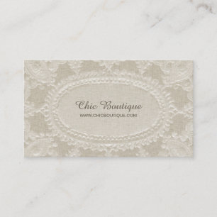 Carte De Visite Rustique Vintage Lin et dentelle Élégante Boutique