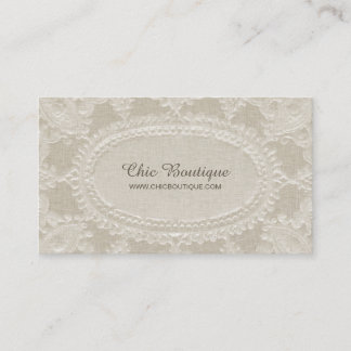 Carte De Visite Rustique Vintage Lin et dentelle Élégante Boutique