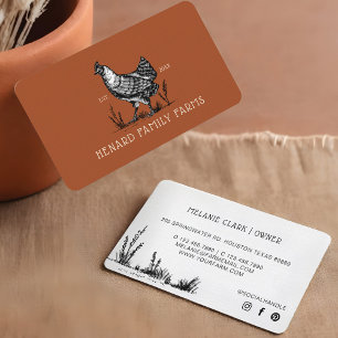 Carte De Visite Rustique Vintage Sketch Farm Hen Burnt Rouge