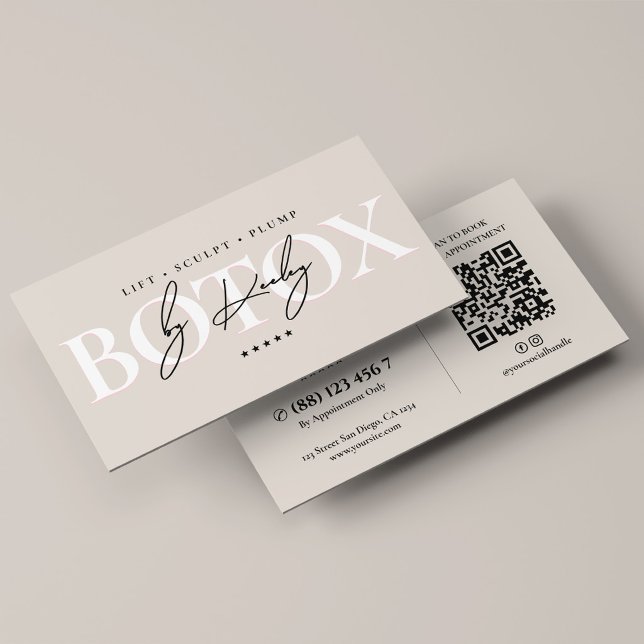 Carte De Visite Sable de Botox Injecteur Infirmière Esthétique Min (Minimal Aesthetic Nurse Injector Botox Sand Business Card
)