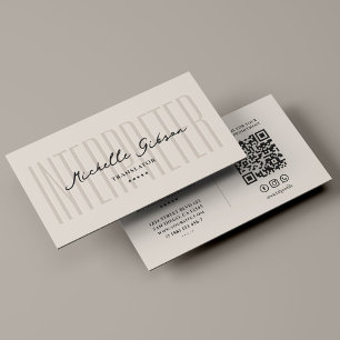 Carte De Visite Sable de traducteur linguiste interprète minimal