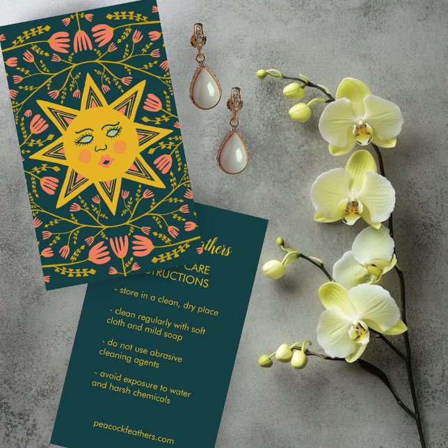 Carte De Visite Sable et vignes florales Instructions de soins élé (Sun & Flowering Vines Elegant Care Instructions Business Card
)