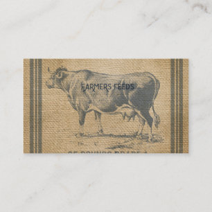 Carte De Visite sac à alimentation de vache à toile de jute