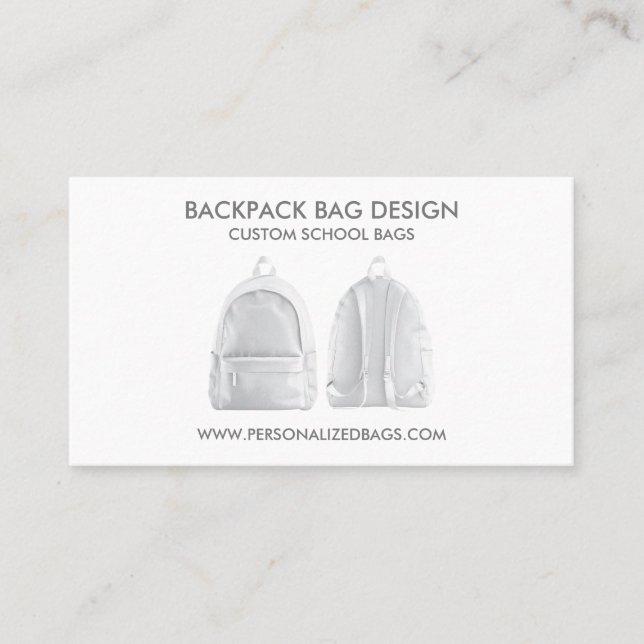 Carte De Visite Sac à dos scolaire blanc (Devant)