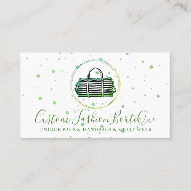 Carte De Visite Sac de la boutique verte de mode (Devant)