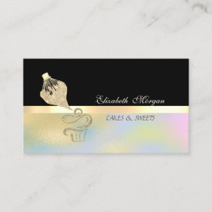 Carte De Visite Sac de tuyauterie de cupcake pailleté or couleur n